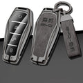 GPRGIT Zinc Alloy Leather Car Key Case Cover for BYD Atto 3 Han EV Dolphin 4 Buttons Remote Keychain Accessories