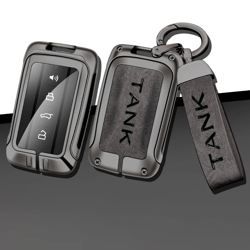 GPRGIT Zinc Alloy Leather Car Key Case Cover for Tank 300 2021 Great Wall Keychain Remote Keyless Accessories
