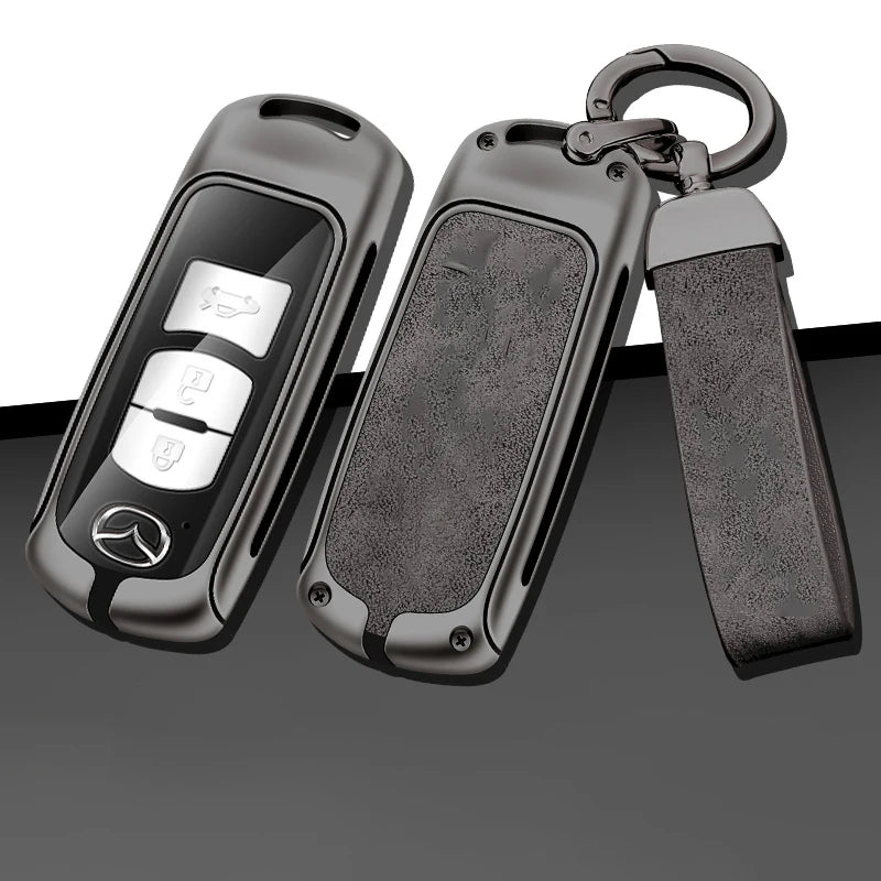 GPRGIT Metal Leather Car Logo Key Case Cover for Mazda 2 3 5 6 Demio CX-3 CX-4 CX-5 CX-7 CX-9 MX-5 Atenza Axela Keychain Accessories