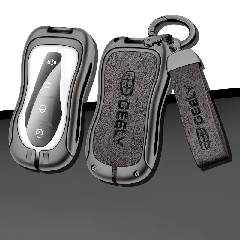 GPRGIT Zinc Alloy Leather Car Key Case Cover for Geely New Emgrand GS X6 Azkarra Tugella FY11 Atlas Pro SUV EC7 Protector Keychain