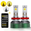 Smart APP Control LED Headlight Bulbs, Dual Copper Tube 12V Adjustable Color Temperature Faros LED, for H4 H7 H11 Car Fog Light