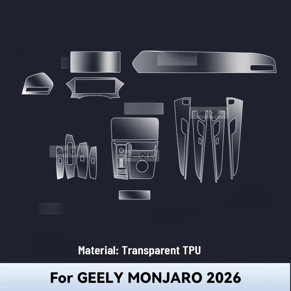 Transparent TPU Anti-Scratch Protection Film for GEELY MONJARO 2026 Car Center Console Dashboard Navigation Interior Film