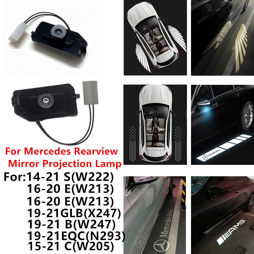 Mercedes-Benz Rearview Mirror Welcome Light for New E-Class, GLC/S-Class, AMG/C-Class Coupe/EQC Car Carpet Projection Light