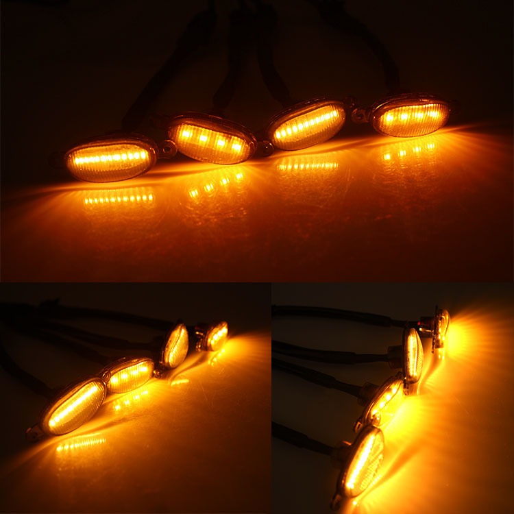 4 Pieces Car Universal Grille Light Led Daytime Running Lights Auxiliary Light Yellow White Fog Warning Light