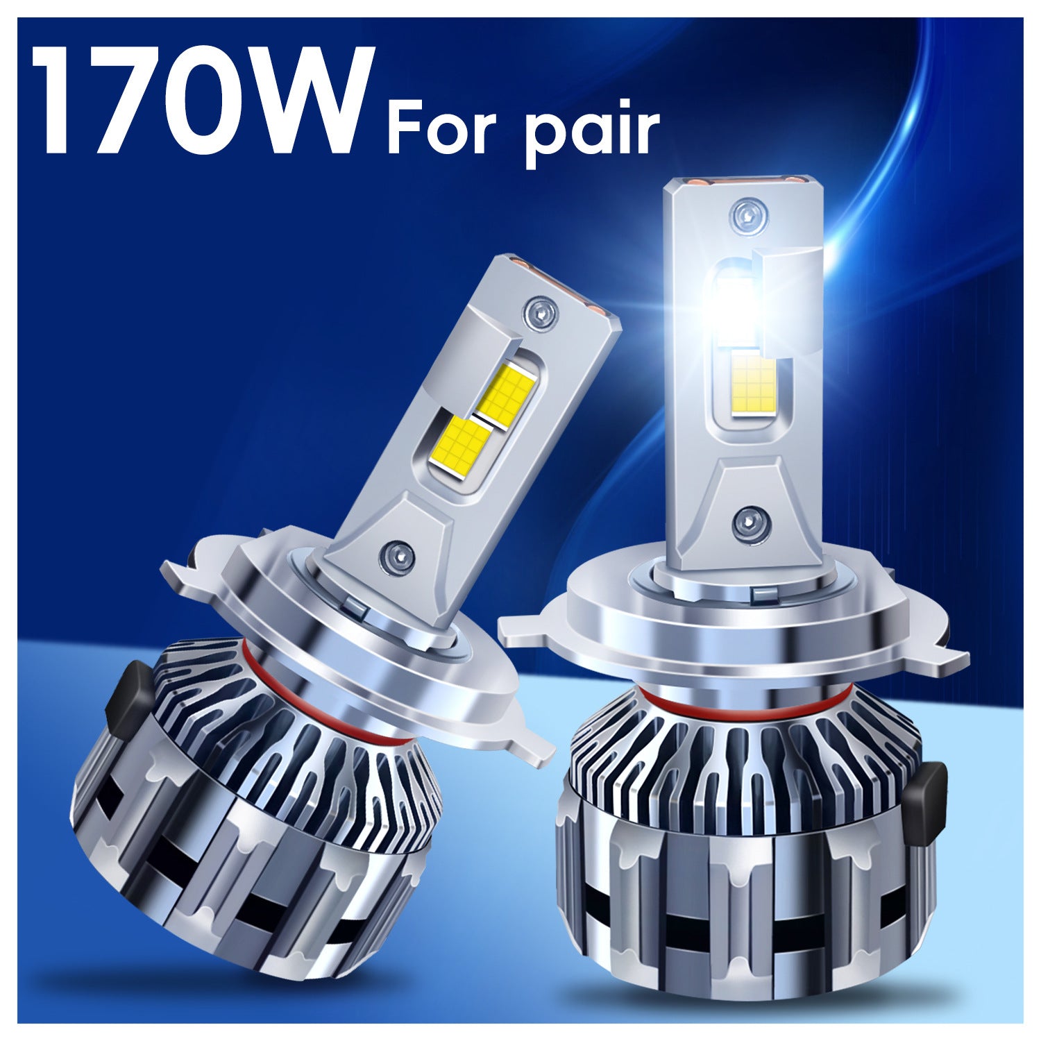 Ultra Power 170W CSP 4070 LED Headlight Bulbs | Dual Copper Liquid Cooling Faros LED H7 H4 H11 9005 12V Auto Lamps for Car