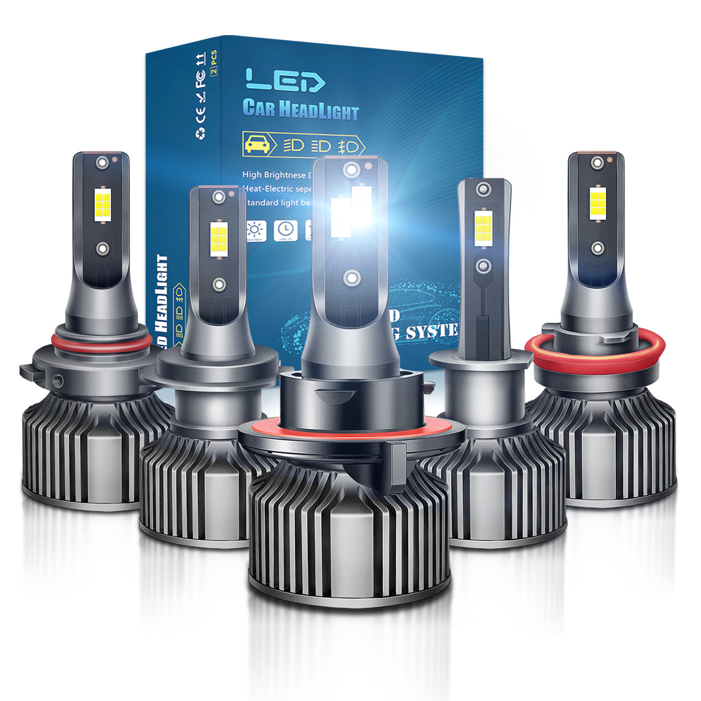 Universal 1:1 50W CSP LED Headlight Multi-color | Bombillas LED Coche H7 H4 H11 9005 9006 9012 Silent Fan Auto Front Lamps
