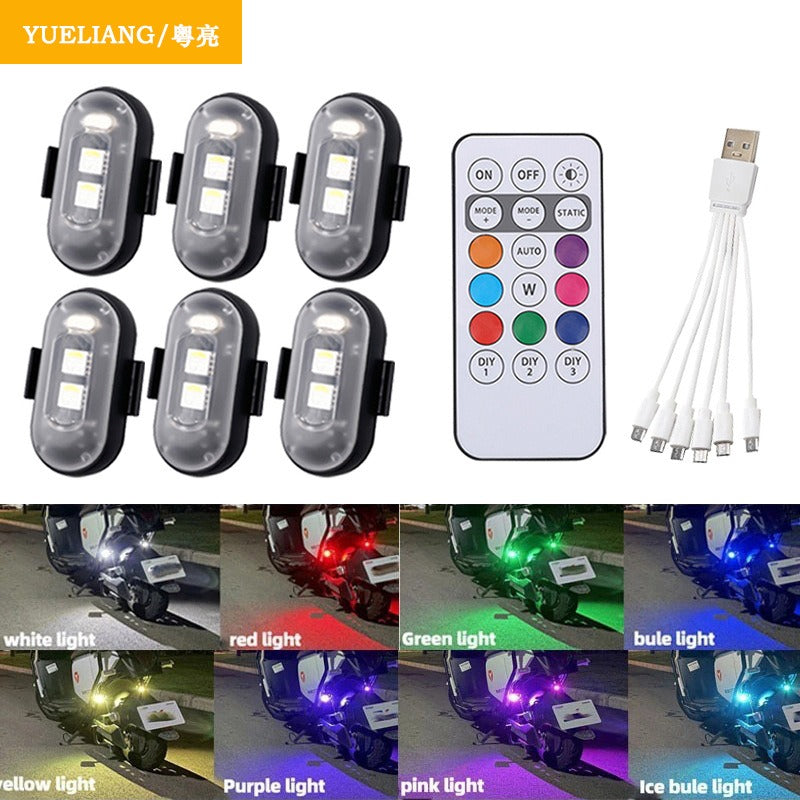 Universal Car and Motorcycle Wireless LED Strobe Lights With Remote Control Aircraft Bike Warning Light Waterproof