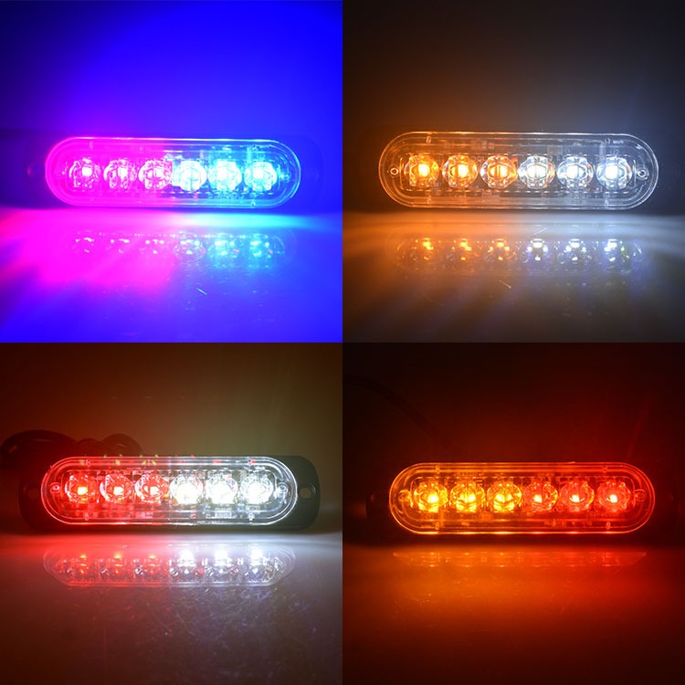 4Pieces Car Warning Light Red Blue Emergency Strobe Flash Light Grille Light Strip Remote Control for Car SUV Motorcycle