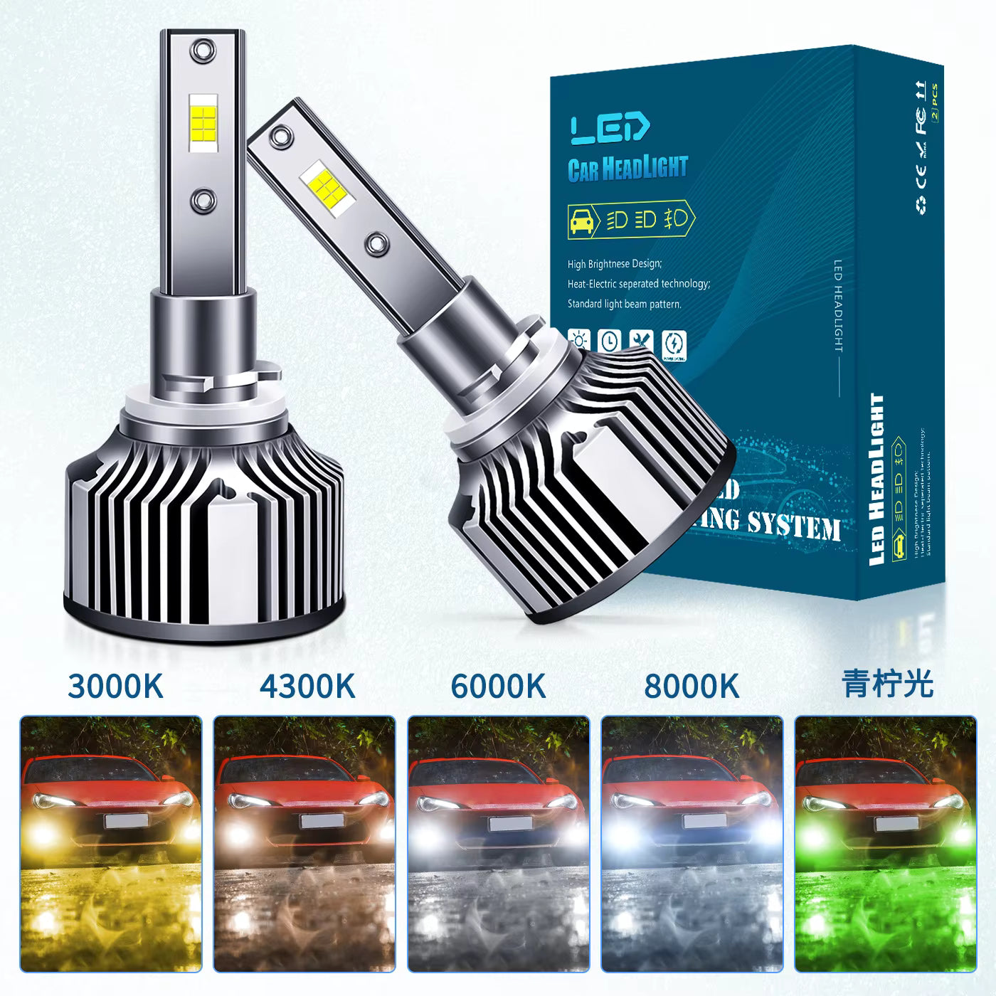 CSP 3570 Chip LED Lights with Silent Fan | Faros LED 880 881 H3 9145 9150 Aviation Aluminum Replacement Conversion Kits