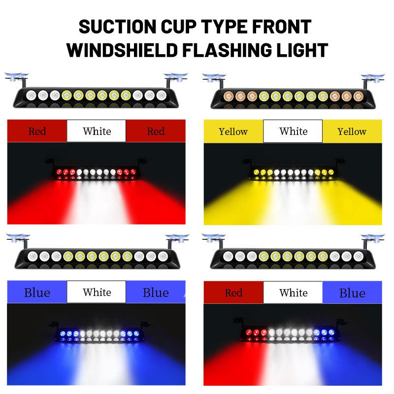 Car Truck Warning Lights Red Blue Led Strobe Flash Light 12SMD Sucker Dashboard Interior Windshield Flash Led Lights