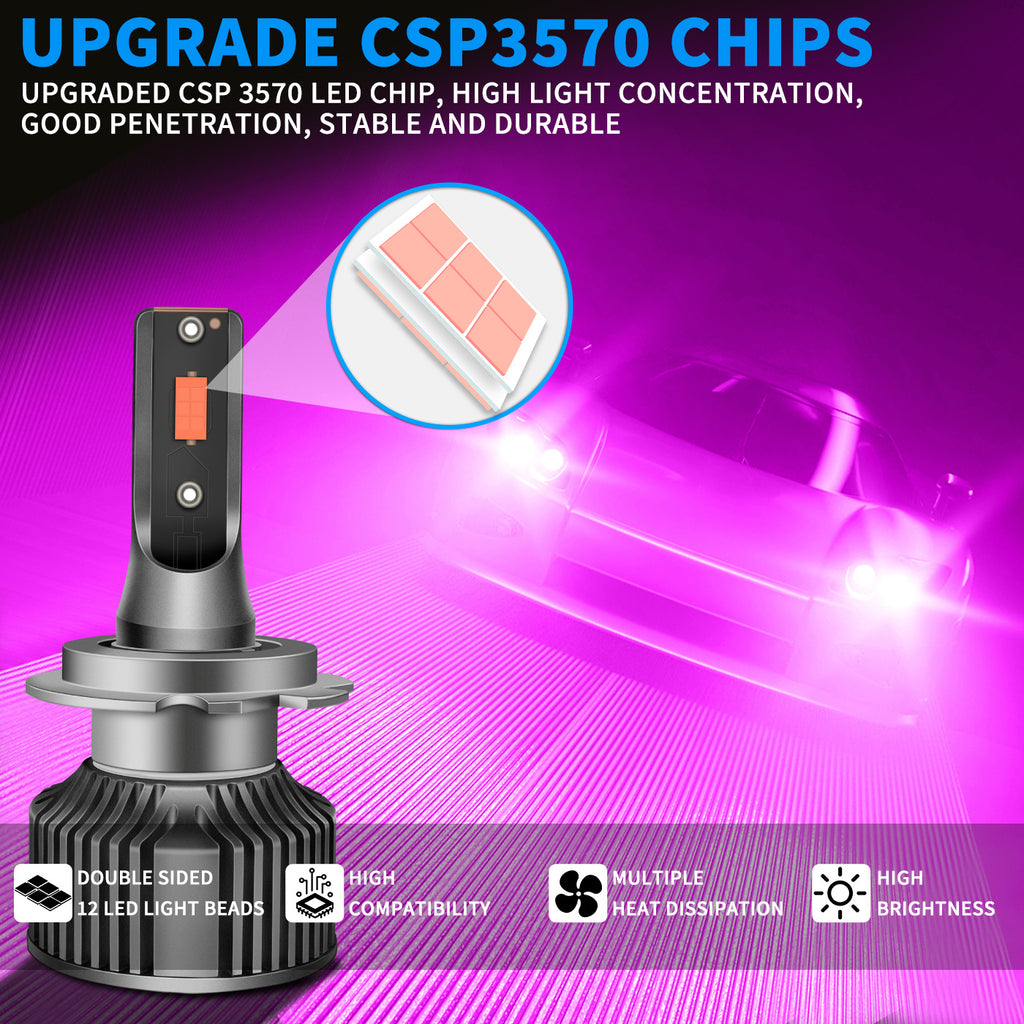 Custom Pink Purple 50W LED Fog Light Bulbs | Bombillas LED Coche H11 H8 9006 880 PSX26W 12V Auto Styling Lamps for Sedan SUV