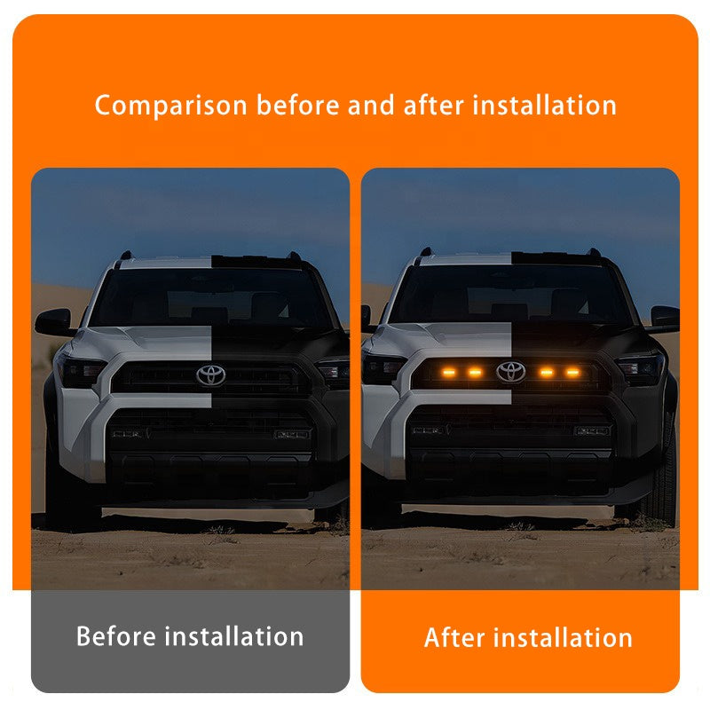 4pieces Car Grille Light Suitable for Toyota 4Runner TRD SR5 2025 Led DRL Yellow White Fog Warning Light