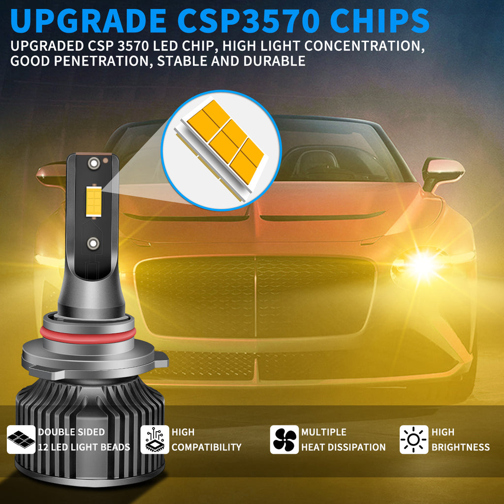 3000K Golden Yellow H11 H8 LED Fog Light Bulbs 130W High Penetrating Power Extreme Weather Car Lamp Bombilla LED