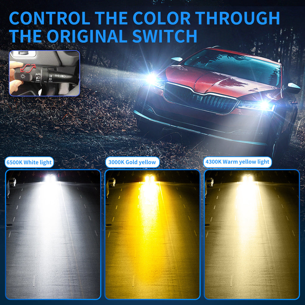 Super Bright 120W Three Color Temperature LED Headlight Dual Copper Pipe Cooling Faros LED 12V H7 H11 H4 Lamps for Truck Car