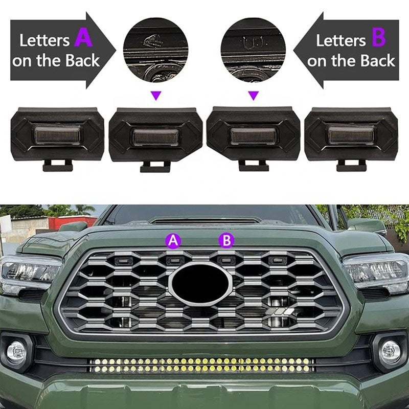 4 Pieces Suitable for Toyota Tacoma Grille Light Led 2020-2022 Daytime Running Lights Yellow White Fog Warning Light