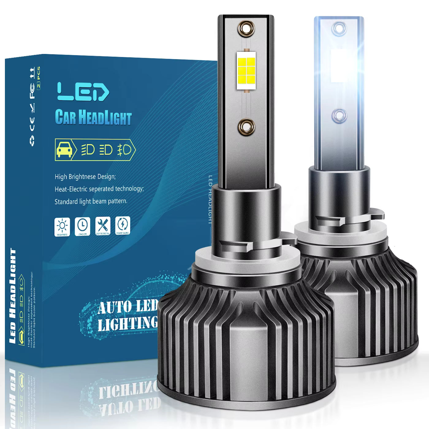 CSP 3570 Chip LED Lights with Silent Fan | Faros LED 880 881 H3 9145 9150 Aviation Aluminum Replacement Conversion Kits