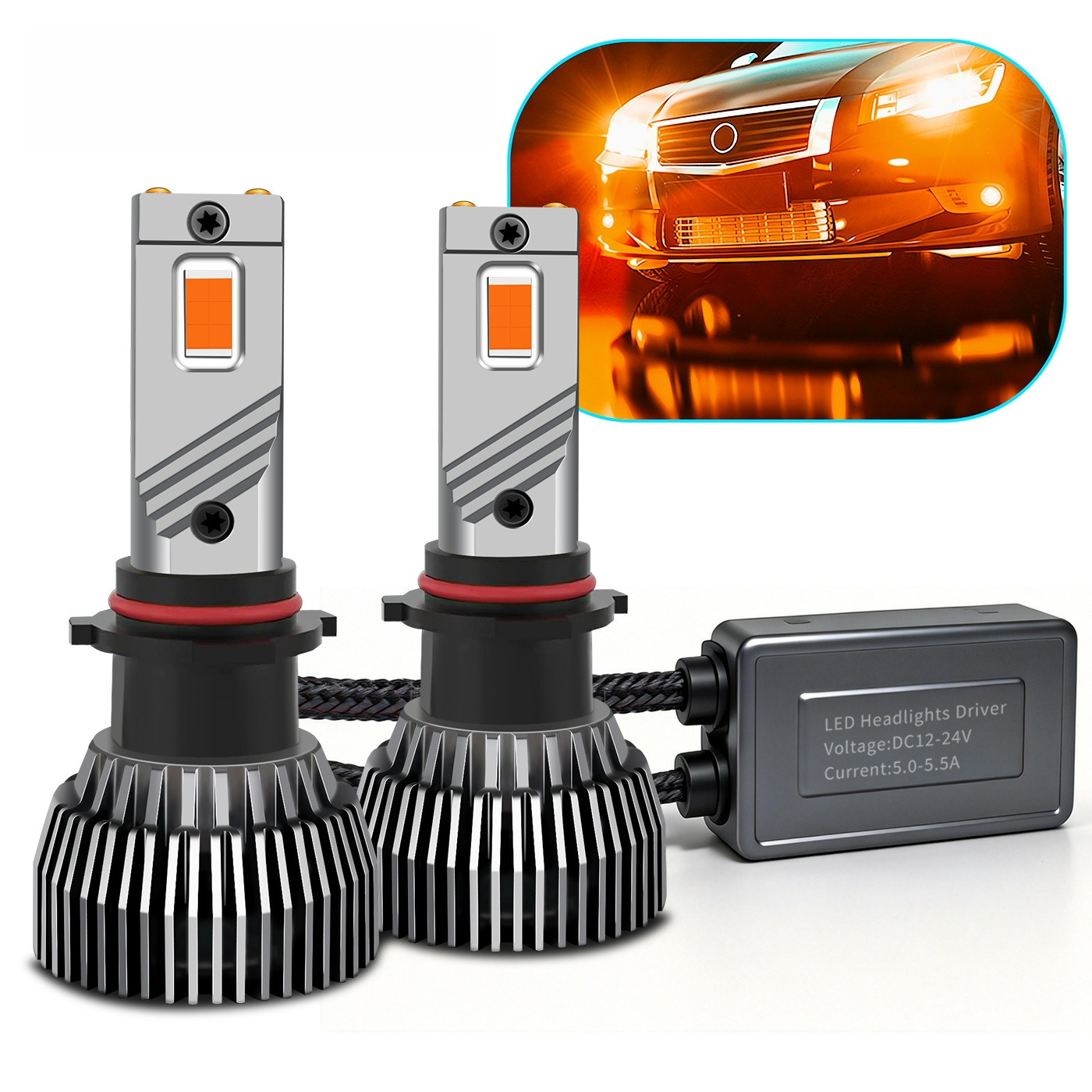 High Power 130W Amber LED Automotive Fog Lamps | CSP 3570 12V 24V Faros LED for H11 9005 9006 880 H1 H3 H7 PSX24W PSX26W P13W