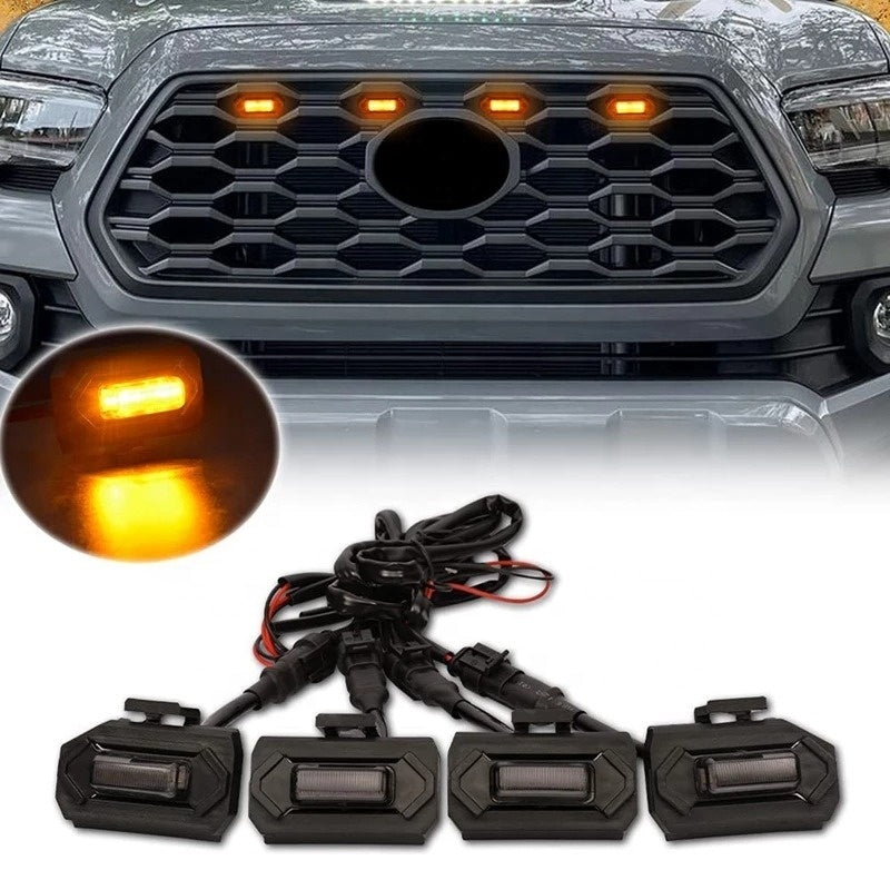 4 Pieces Suitable for Toyota Tacoma Grille Light Led 2020-2022 Daytime Running Lights Yellow White Fog Warning Light