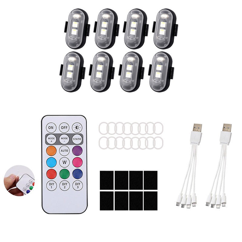 Universal Car and Motorcycle Wireless LED Strobe Lights With Remote Control Aircraft Bike Warning Light Waterproof