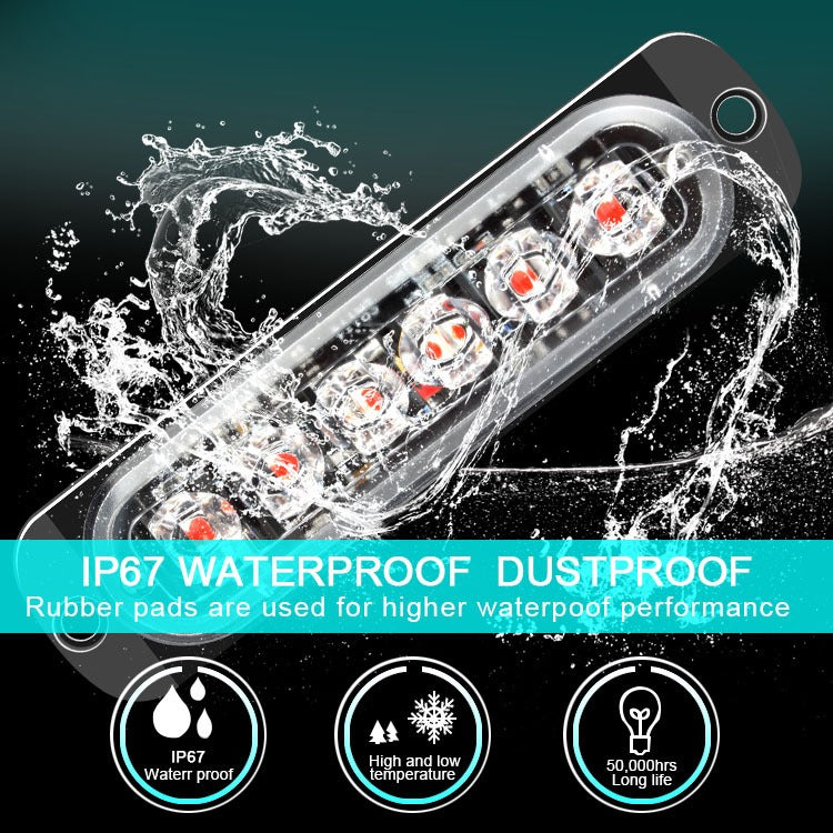 4Pieces Car Warning Light Red Blue Emergency Strobe Flash Light Grille Light Strip Remote Control for Car SUV Motorcycle