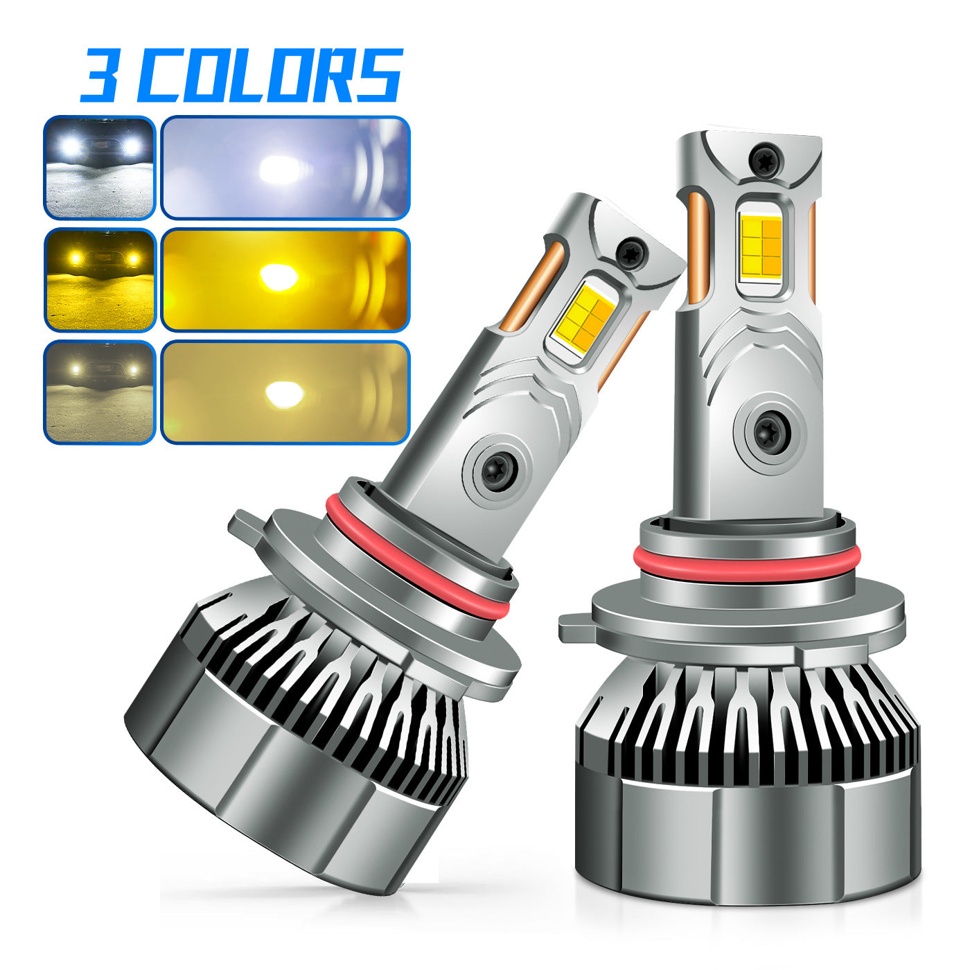 Super Bright 120W Three Color Temperature LED Headlight Dual Copper Pipe Cooling Faros LED 12V H7 H11 H4 Lamps for Truck Car