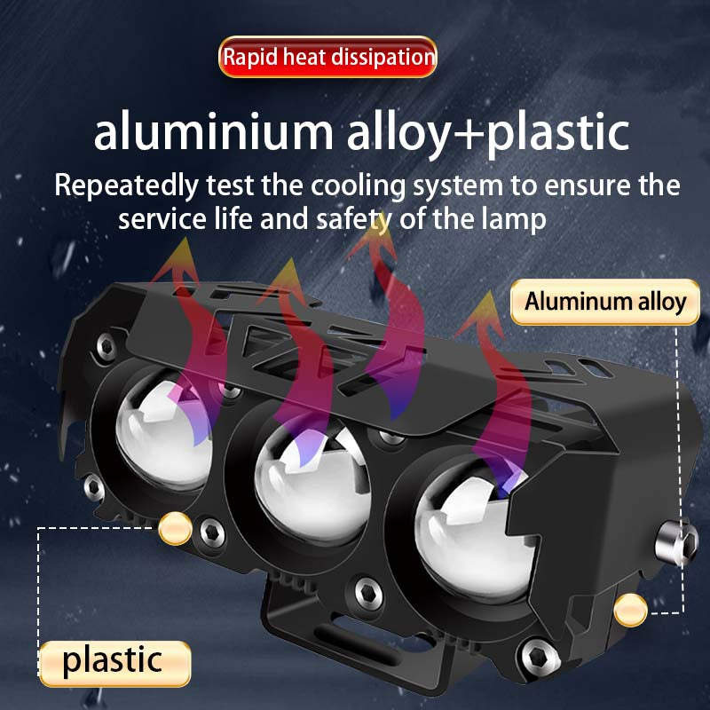 3lens Motorcycle Spotlights Led Headlight 5064 Lamp Beads Mini Driving Lights Work Light Fog Lamp For Car