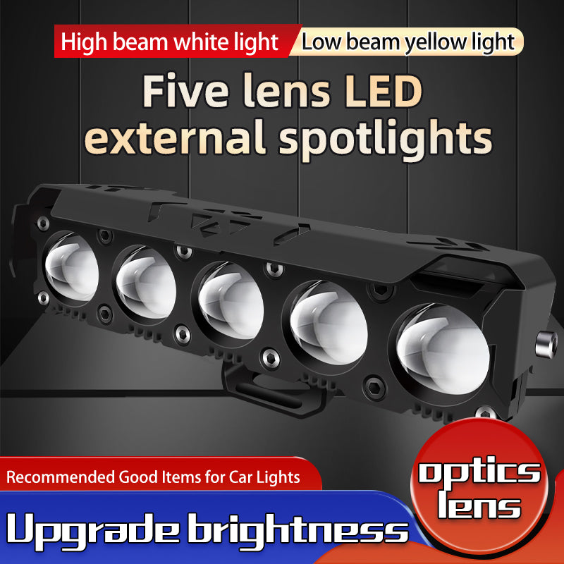 5 Lens Motorcycle Led Spotlights Headlight Driving Lights Auxiliary Light Work Light Fog Lamp Bulb For Car Truck
