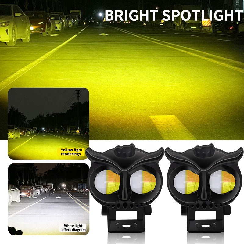 Motorcycle Spotlights Led Len Dual Color Auxiliary Light Headlight Driving Lights Work Light Fog Lamp Bulb For Car Truck Suv Aty