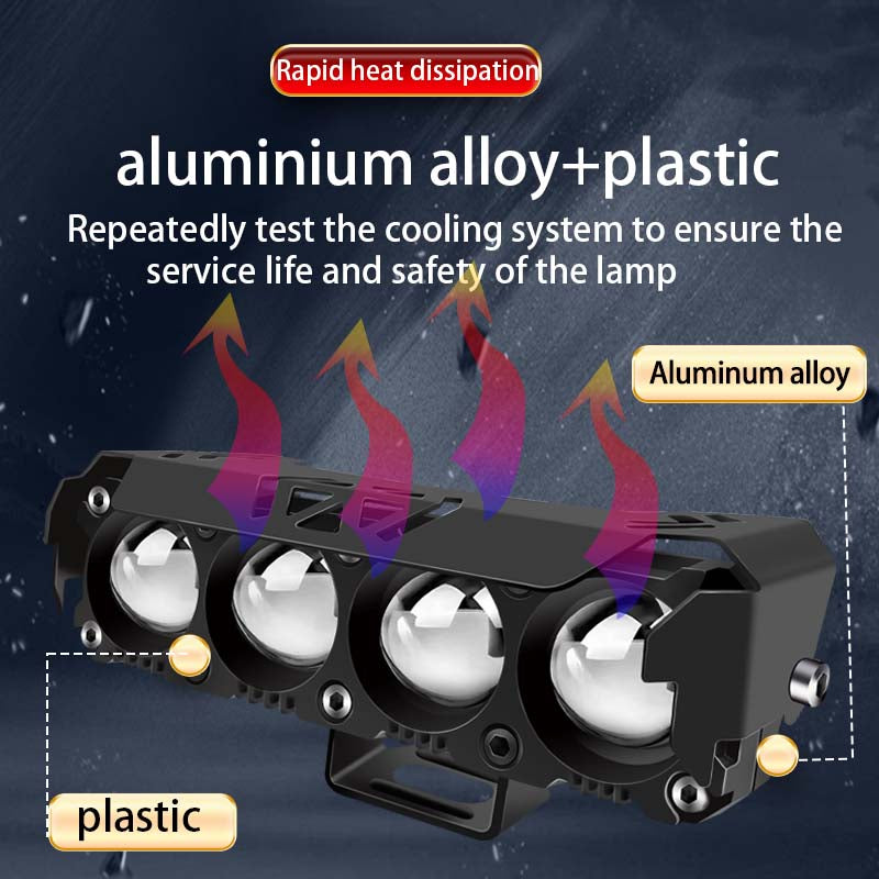 Motorcycle Spotlights 4 Lenses Led Headlight 5064 Lamp Beads Mini Driving Lights Work Light Fog Lamp Bulb For Car Truck