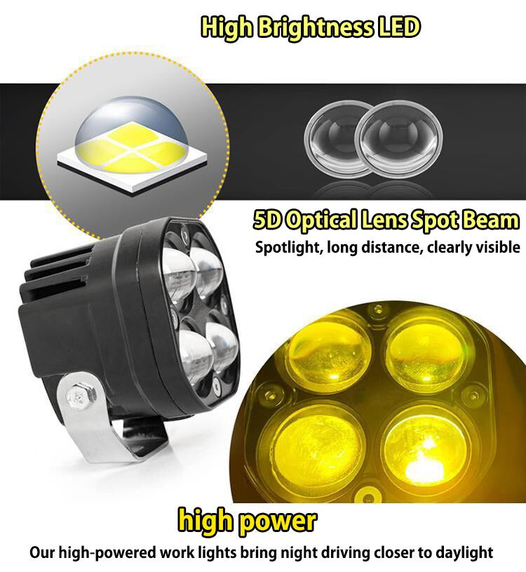 Motorcycle Spotlights Led Headlight Auxiliary Light Driving Lights 4x4 Len Work Light Fog Lamp Bulb For Car Truck Suv Aty