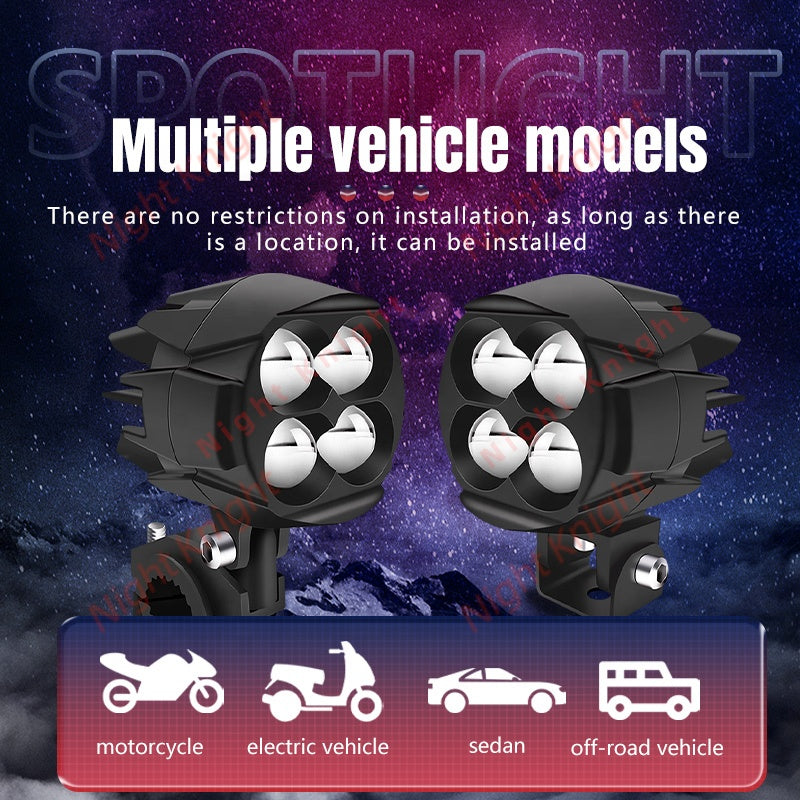 Motorcycle Spotlights Auxiliary Light Led 4 Lens Headlight Driving Lights Work Light Fog Lamp For Car Truck