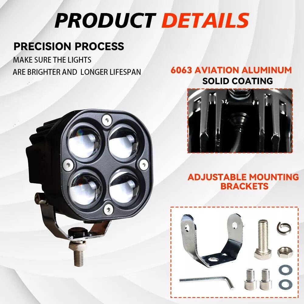 Motorcycle Spotlights Led Headlight Auxiliary Light Driving Lights 4x4 Len Work Light Fog Lamp Bulb For Car Truck Suv Aty