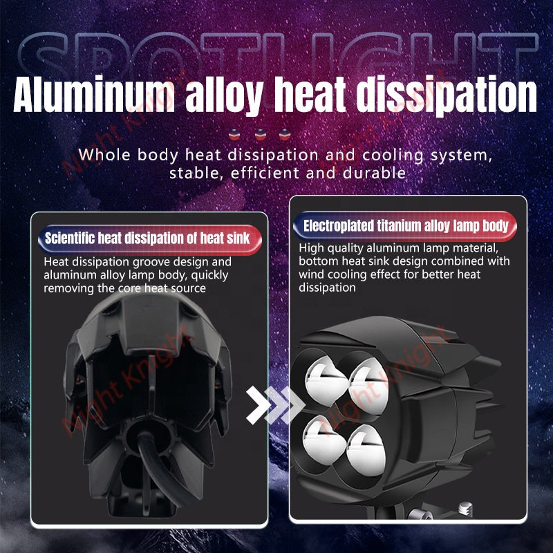Motorcycle Spotlights Auxiliary Light Led 4 Lens Headlight Driving Lights Work Light Fog Lamp For Car Truck