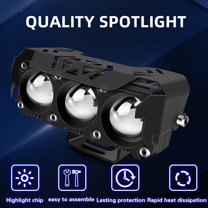 3lens Motorcycle Spotlights Led Headlight 5064 Lamp Beads Mini Driving Lights Work Light Fog Lamp For Car