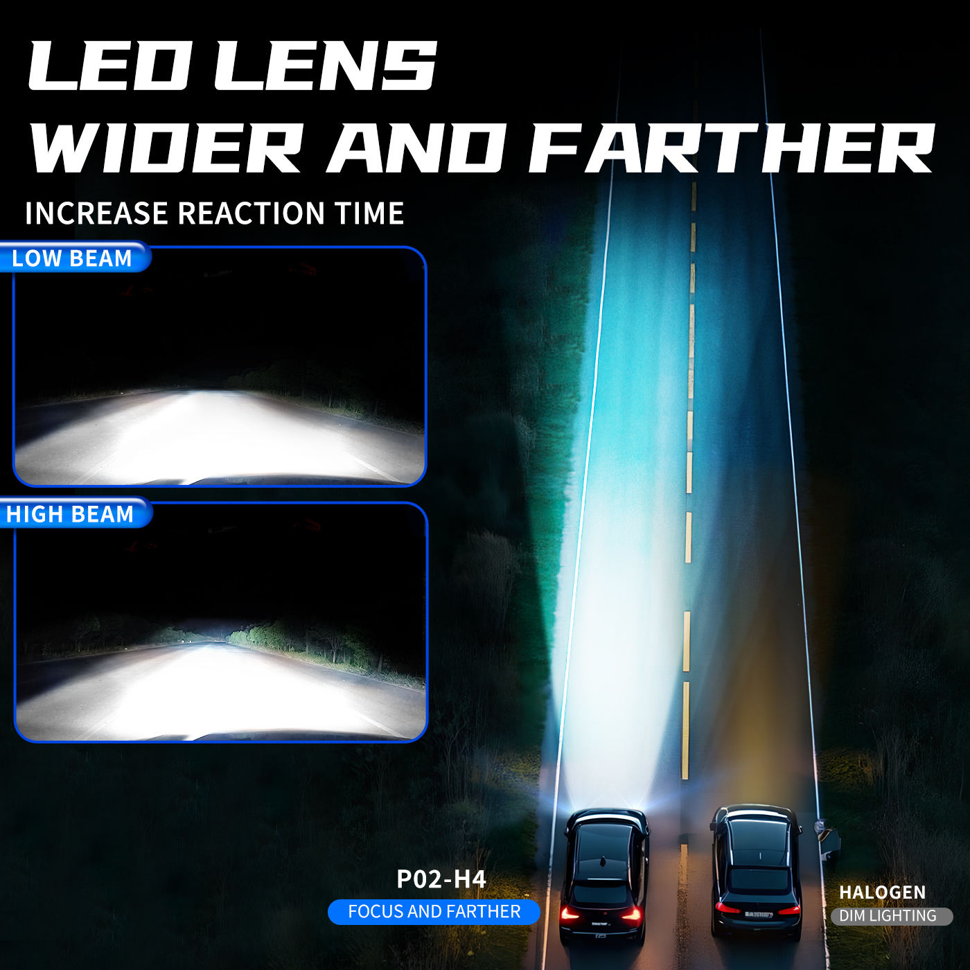 90W H4 Mini Bi-LED Projector Lens Headlight Bulb 6500K Super Bright Clear Cutoff Low/High Beam CSP Canbus 12V Car Light
