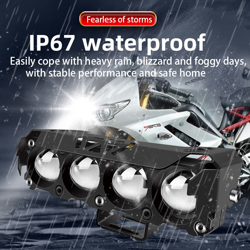 Motorcycle Spotlights 4 Lenses Led Headlight 5064 Lamp Beads Mini Driving Lights Work Light Fog Lamp Bulb For Car Truck