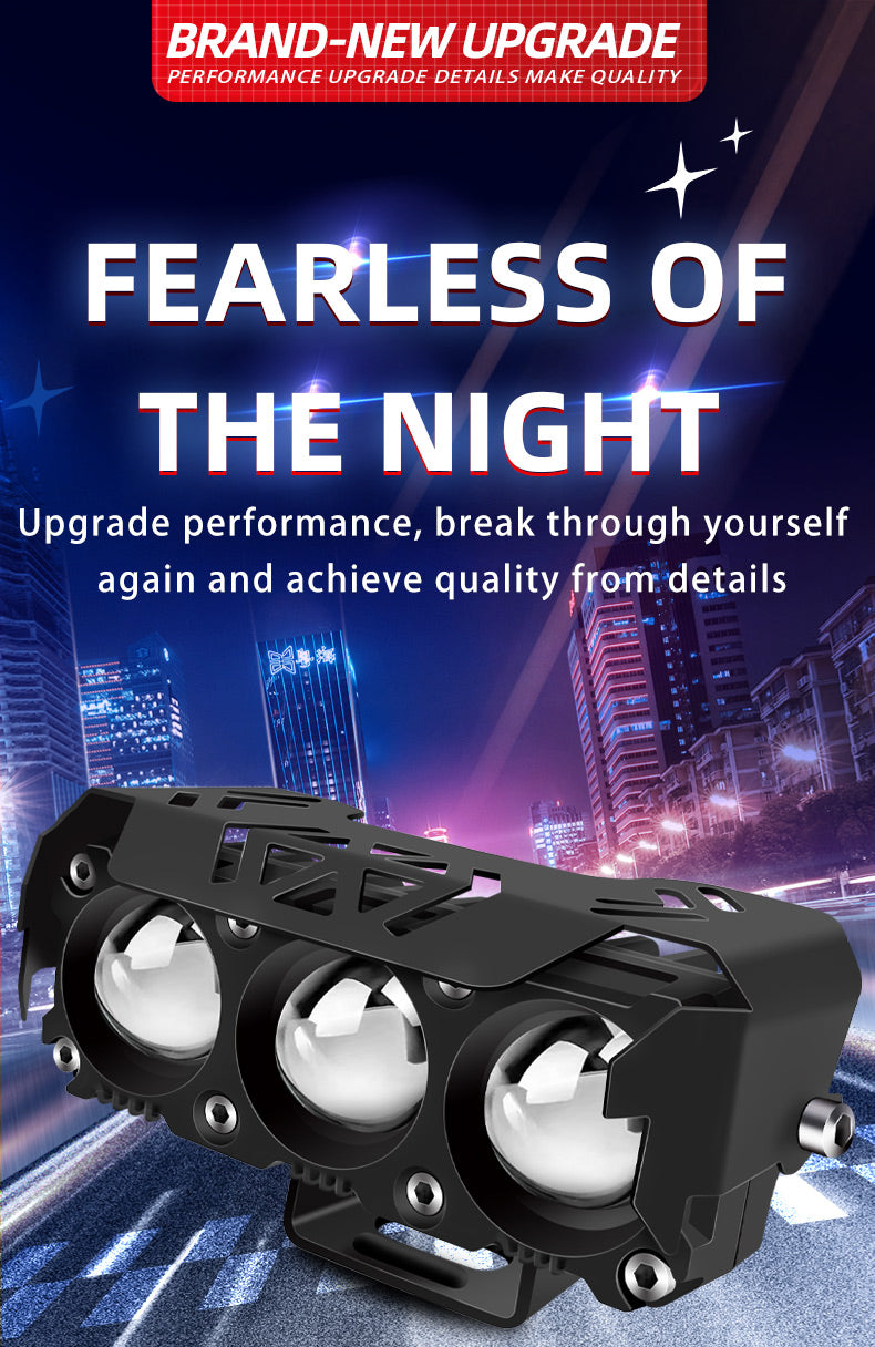 3lens Motorcycle Spotlights Led Headlight 5064 Lamp Beads Mini Driving Lights Work Light Fog Lamp For Car